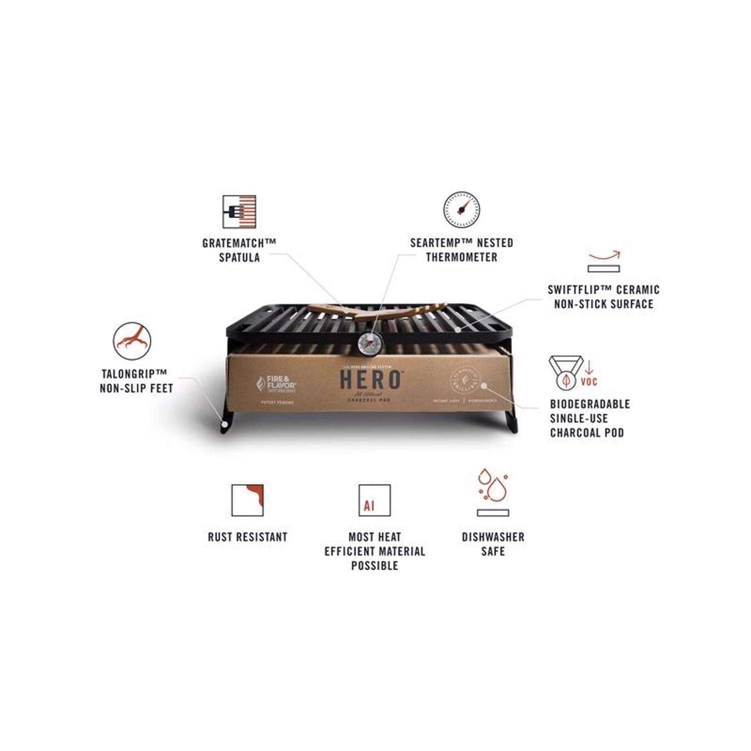 Fire & Flavor Hero Charcoal Grill System Black 3 Fire & Flavor Hero Charcoal Grill System Black - Image 3