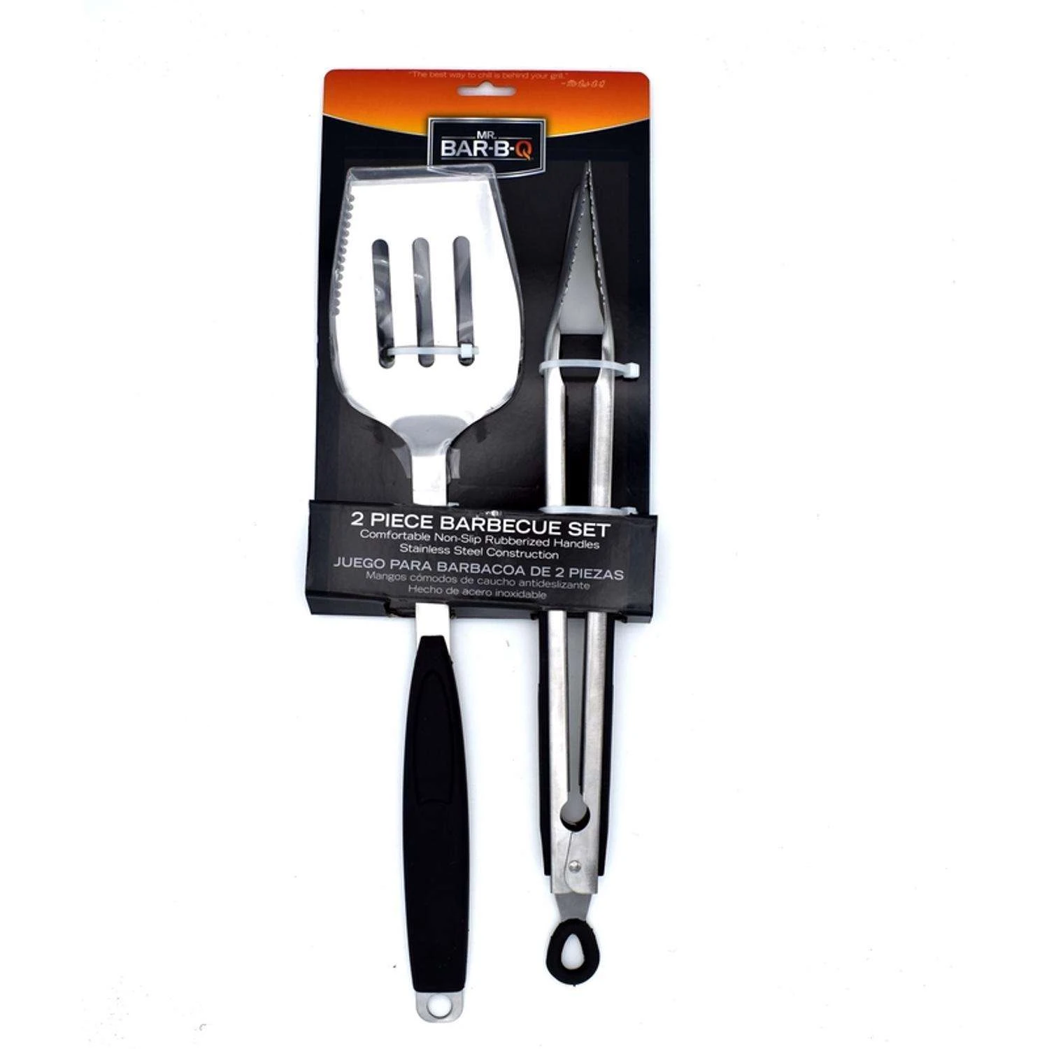 Mr. Bar-B-Q Stainless Steel Black/Silver Grill Tool Set 2 Pc 1 Mr. Bar-B-Q Stainless Steel Black/Silver Grill Tool Set 2 Pc