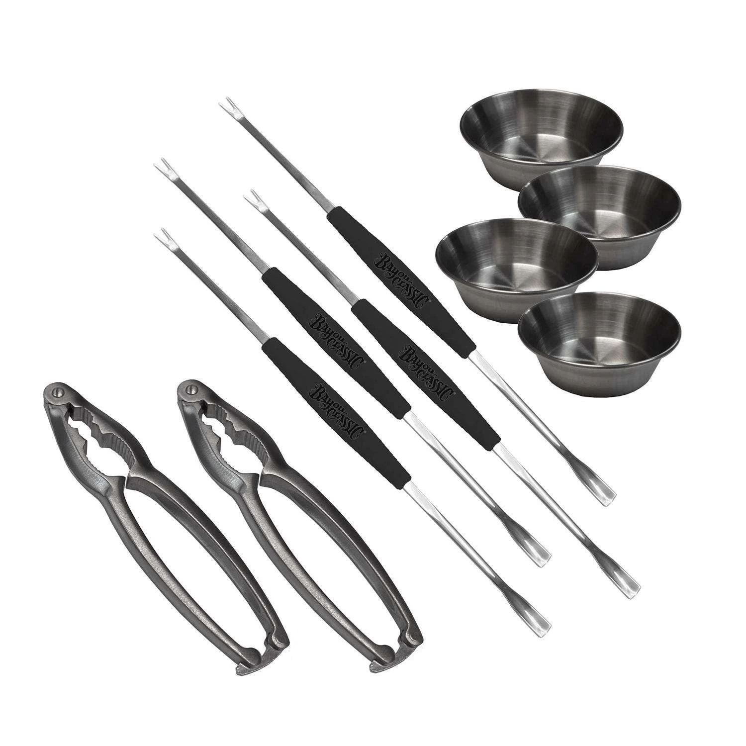 Bayou Classic Stainless Steel Black/Silver Grill Tool Set 10 Pc 1 Bayou Classic Stainless Steel Black/Silver Grill Tool Set 10 Pc