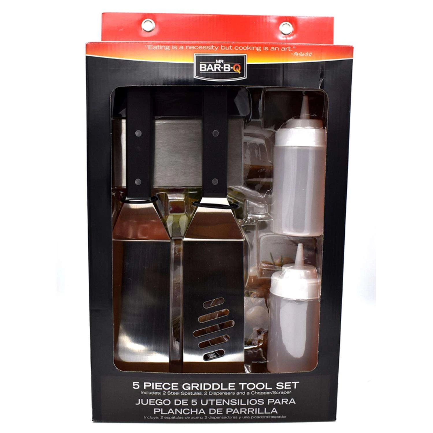 Mr. Bar-B-Q Stainless Steel Black/Silver Griddle Tool Set 5 Pc 1 Mr. Bar-B-Q Stainless Steel Black/Silver Griddle Tool Set 5 Pc