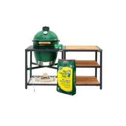 Big Green Egg 18.25 In. Large EGG Package In Modular Nest With Side Table And Acacia Inserts Charcoa