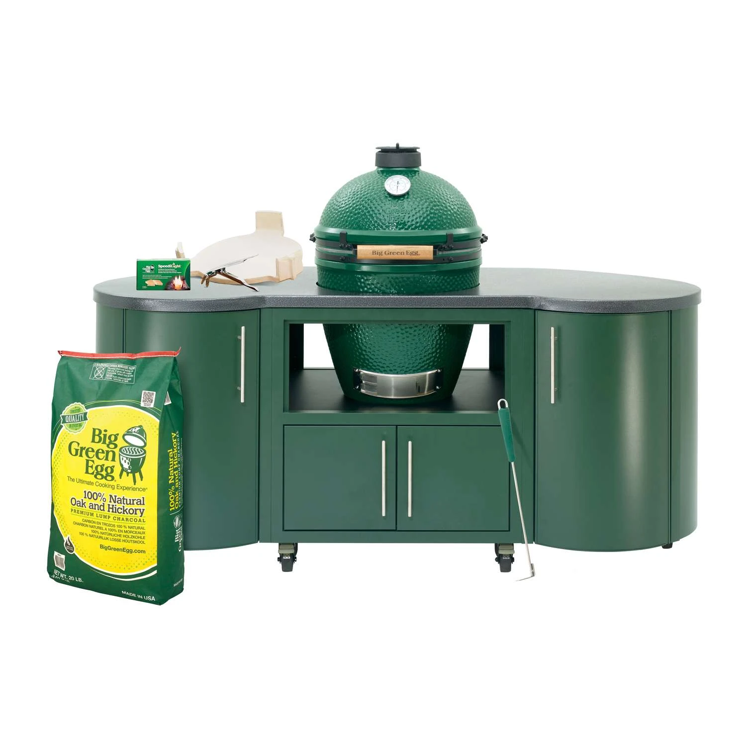 Big Green Egg 18.25 In. Large EGG Package With 76 In Island Charcoal Kamado Grill And Smoker Green 1 Big Green Egg 18.25 In. Large EGG Package With 76 In Island Charcoal Kamado Grill And Smoker Green