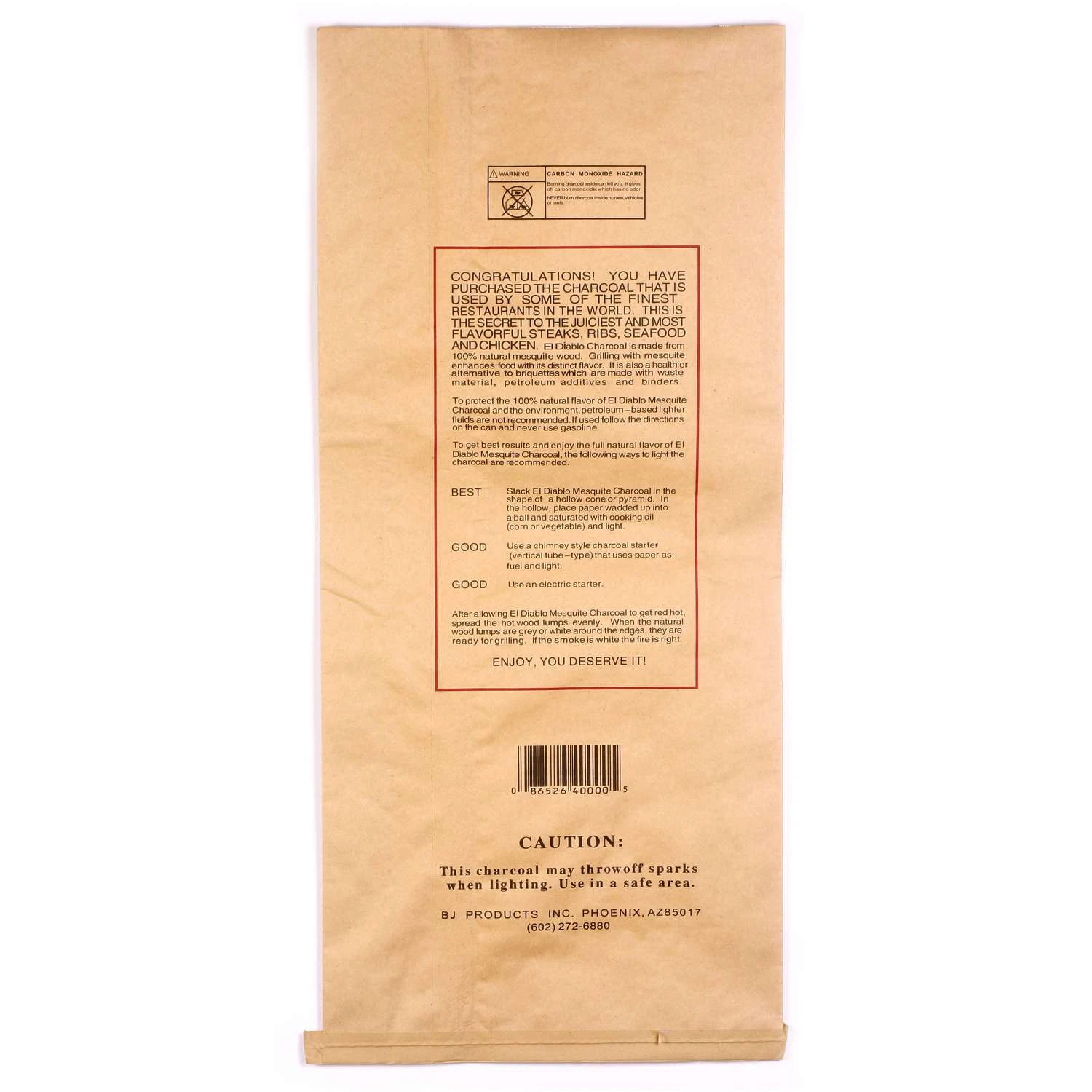 El Diablo All Natural Mesquite Lump Charcoal 40 Lb 3 El Diablo All Natural Mesquite Lump Charcoal 40 Lb - Image 3