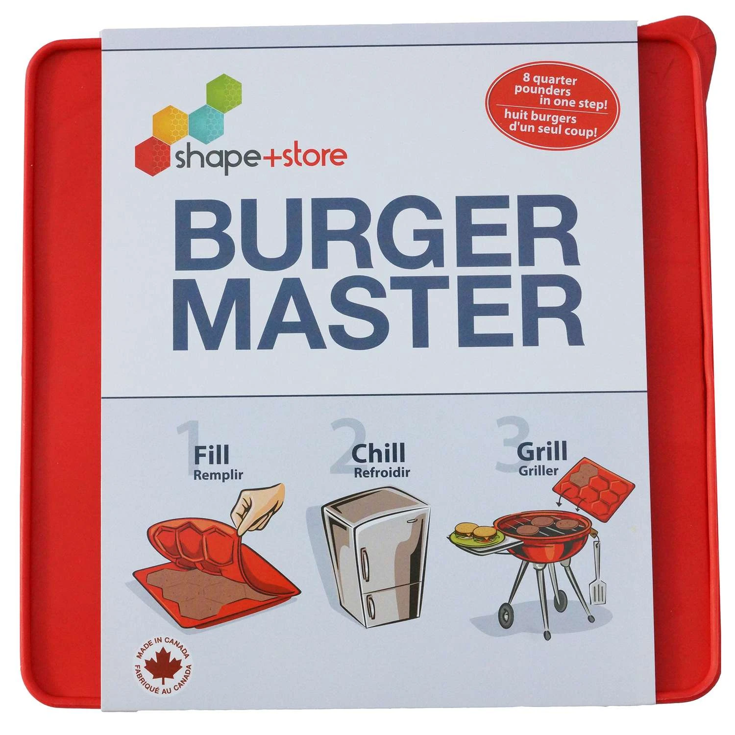 Shape+Store Red Plastic Burger Press 32 Oz 2 Shape+Store Red Plastic Burger Press 32 Oz - Image 2