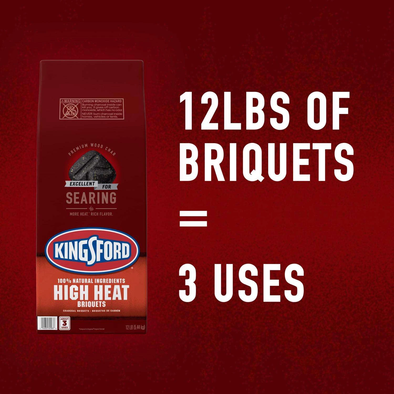 Kingsford High Heat All Natural Original Charcoal Briquettes 12 Lb 3 Kingsford High Heat All Natural Original Charcoal Briquettes 12 Lb - Image 3