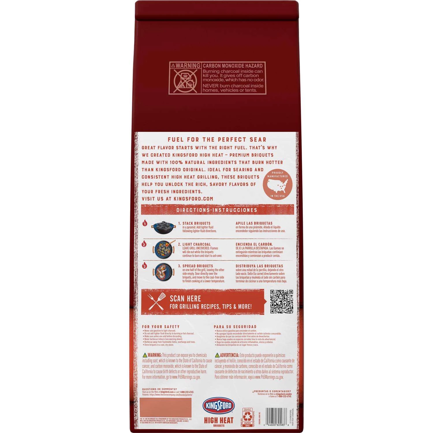 Kingsford High Heat All Natural Original Charcoal Briquettes 12 Lb 2 Kingsford High Heat All Natural Original Charcoal Briquettes 12 Lb - Image 2