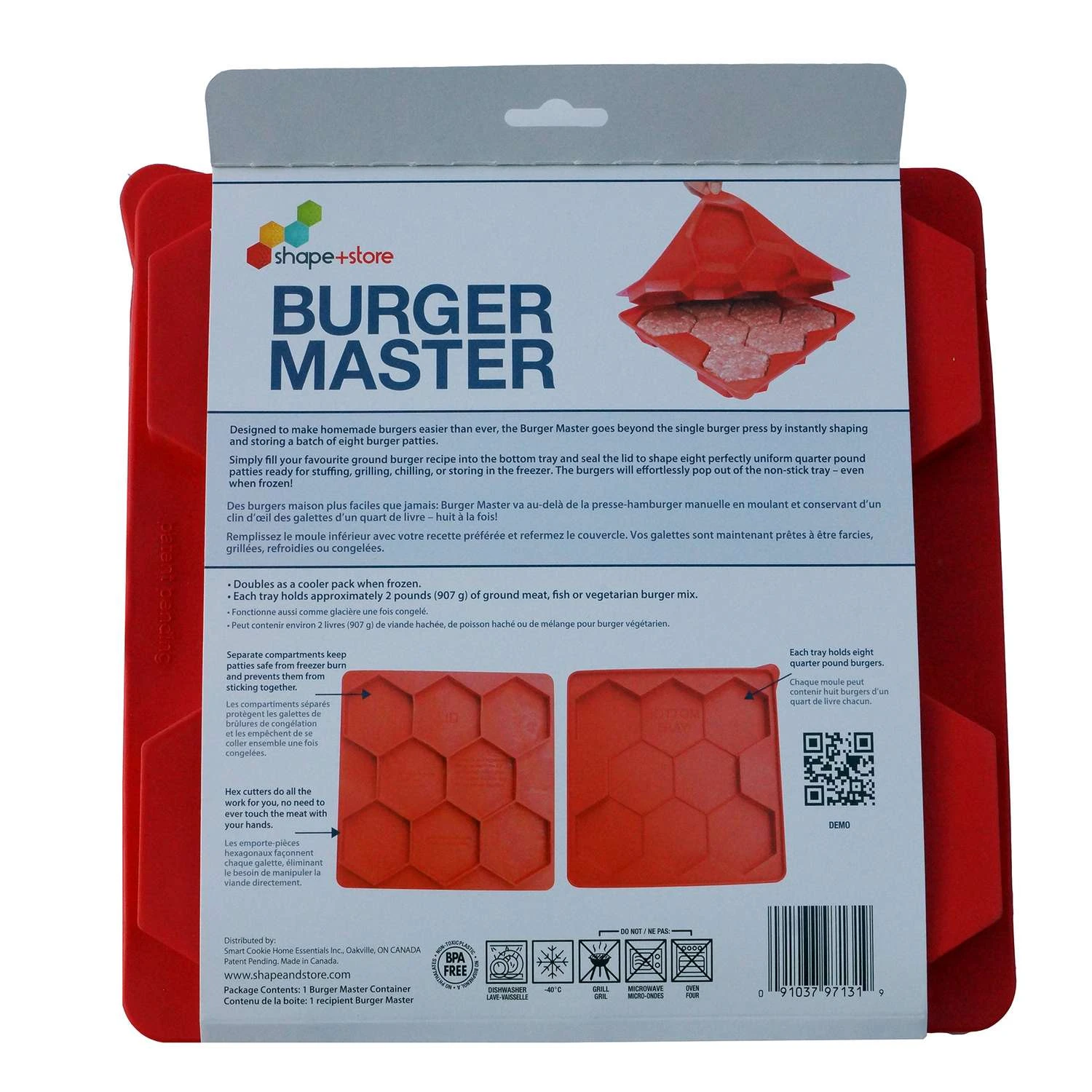 Shape+Store Red Plastic Burger Press 32 Oz 3 Shape+Store Red Plastic Burger Press 32 Oz - Image 3