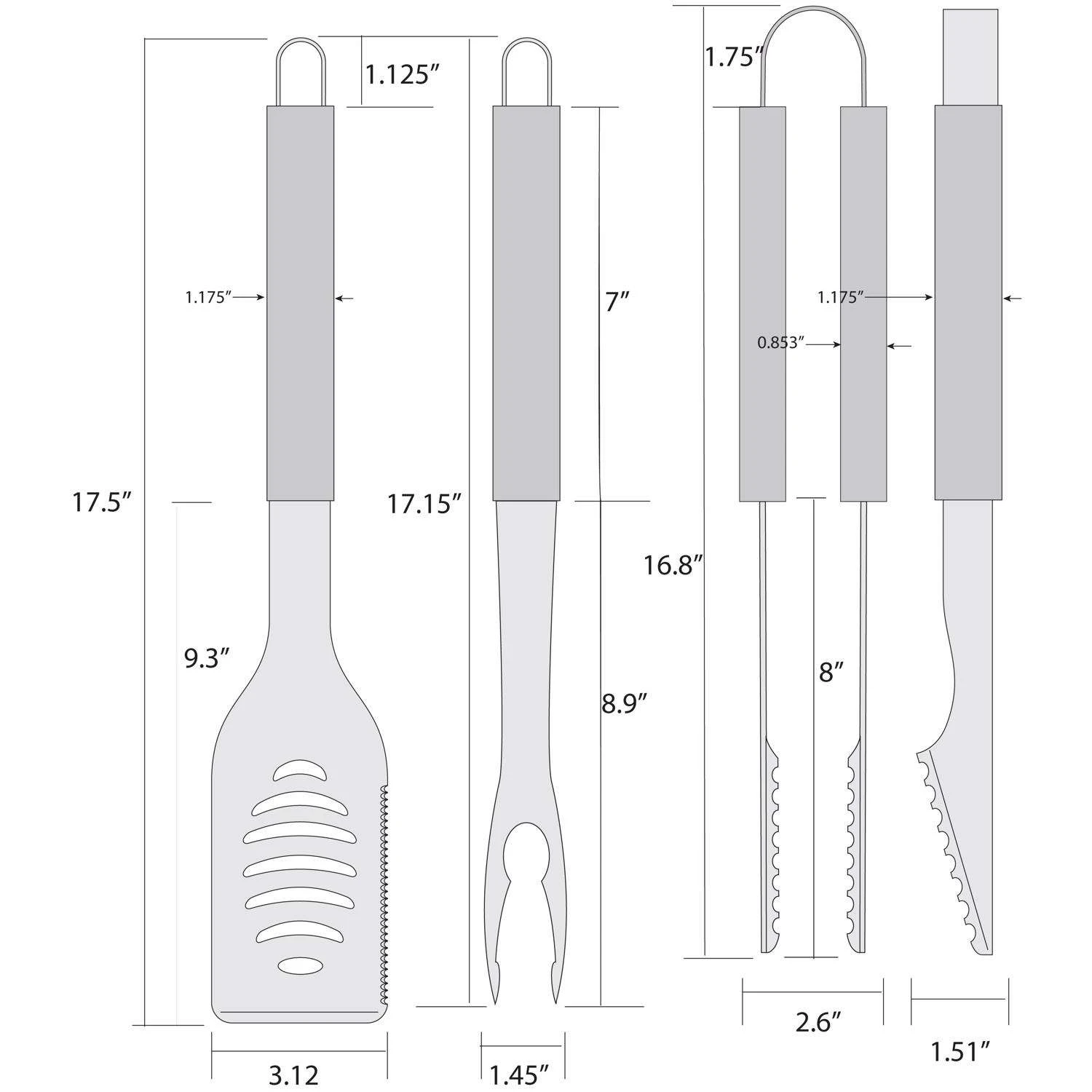 Siskiyou Sports NFL Stainless Steel Multicolored Grill Tool Set 3 Pc 3 Siskiyou Sports NFL Stainless Steel Multicolored Grill Tool Set 3 Pc - Image 3