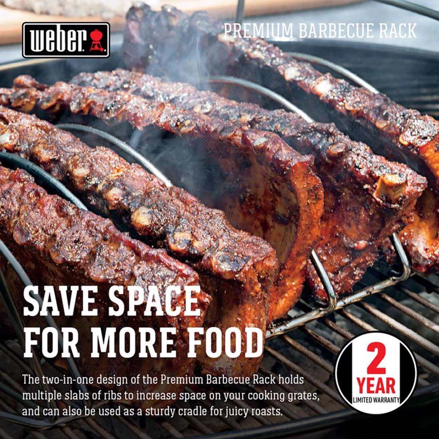 Weber Steel Roasting Rack 17.1 In. L X 10.5 In. W 1 Pk 2 Weber Steel Roasting Rack 17.1 In. L X 10.5 In. W 1 Pk - Image 2