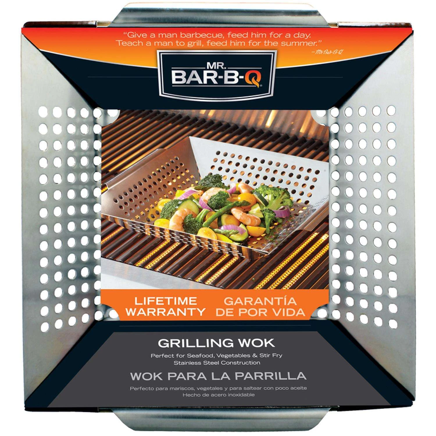 Mr. Bar-B-Q Stainless Steel Grill Wok 12 In. L X 13.58 In. W 1 Pk 1 Mr. Bar-B-Q Stainless Steel Grill Wok 12 In. L X 13.58 In. W 1 Pk